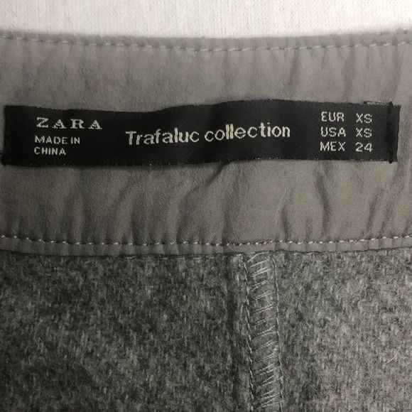 Zara Trafaluc wool/viscose blend Women's Xs Mini Skirt Gray/black front Zip - Picture 5 of 9